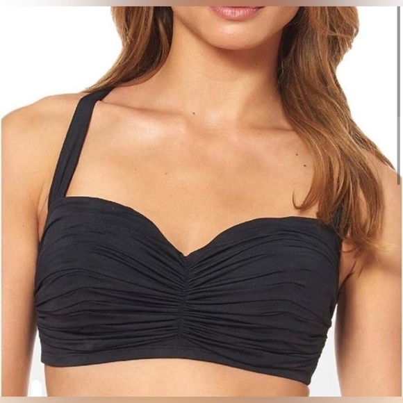 Bleu Rod Beattie Kore Black Shirred Bikini Top 22W NWT - Picture 1 of 11